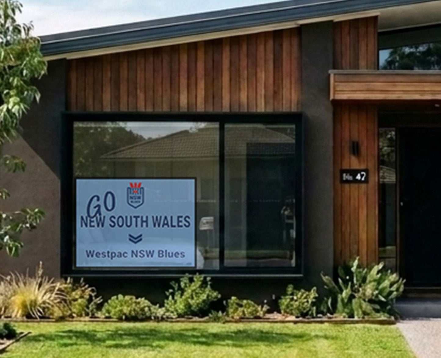 Repositionable Reuseable Recyclable One Way Vision NSW Blues State of Origin Banner