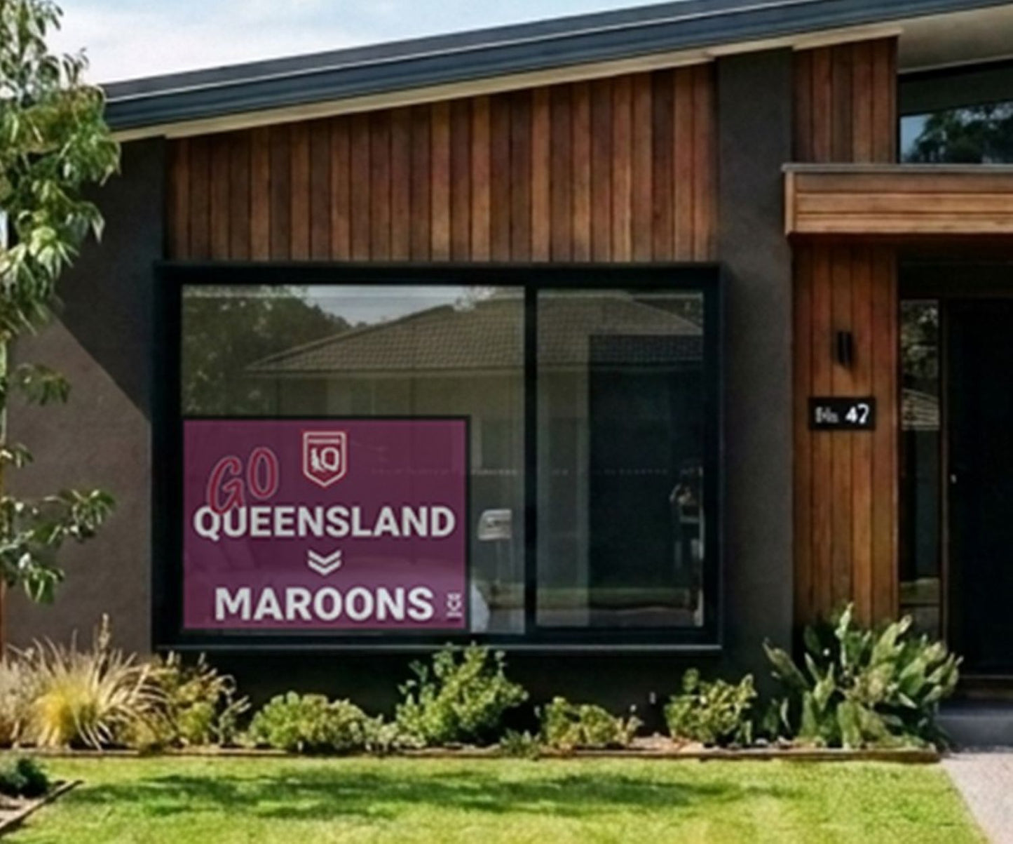 Repositionable Reuseable Recyclable One Way Vision Qld Maroons State of Origin Banner