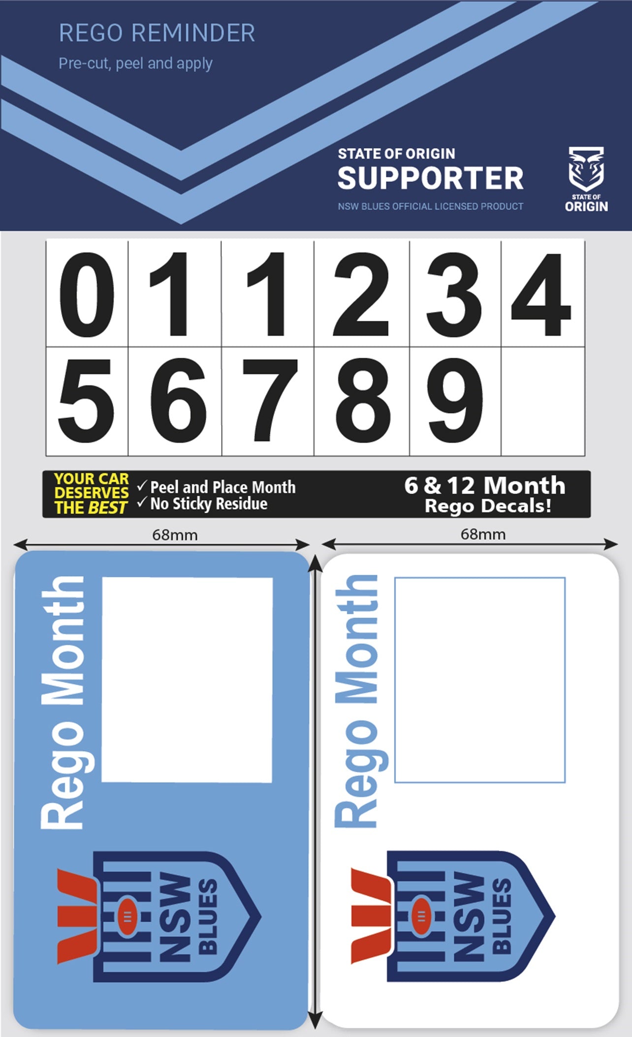 New South Wales Blues Rego Reminder Decals (2023)