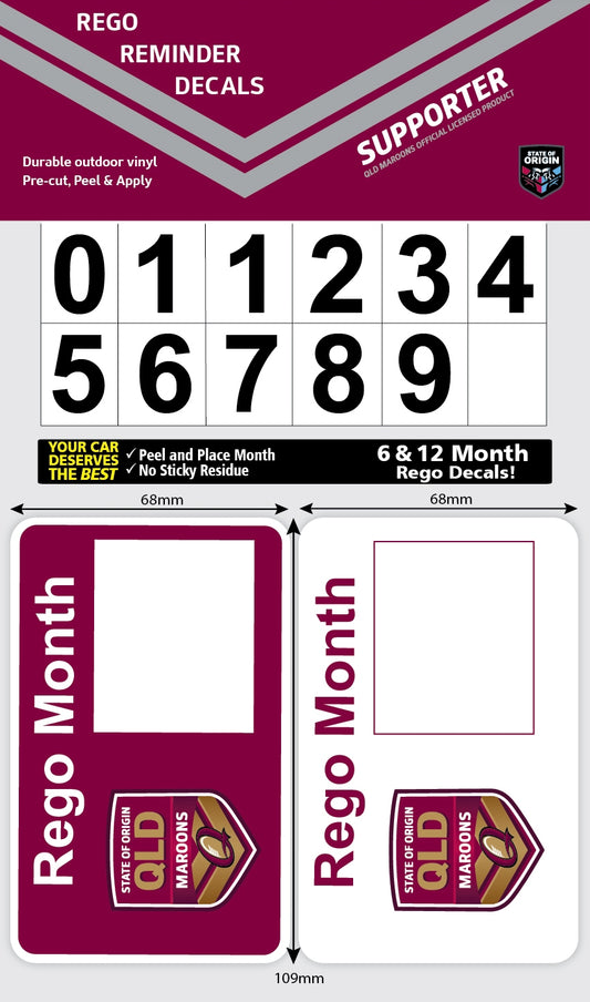 Queensland Maroons  Rego Reminder Decals (set of 2) (2015)