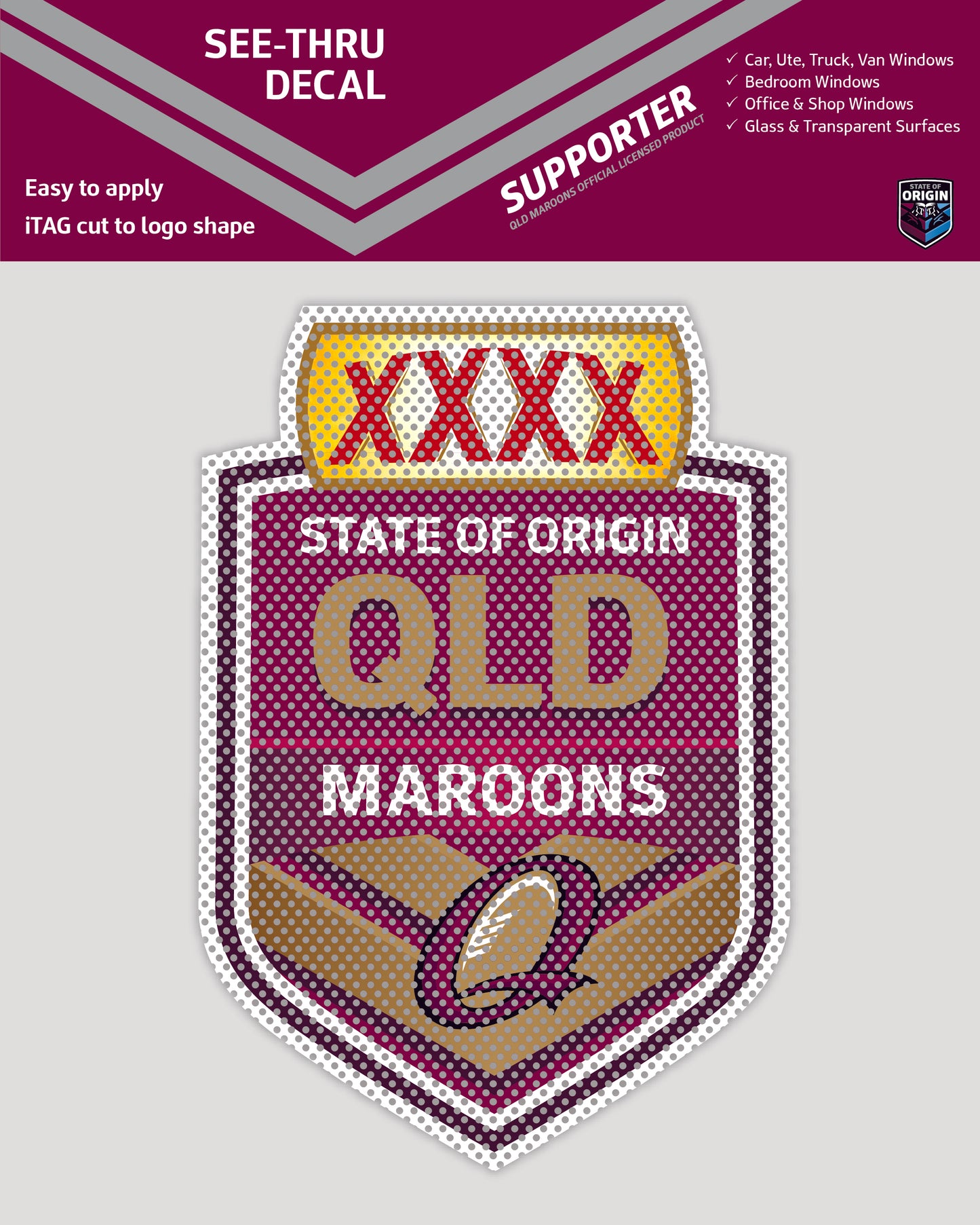 Queensland Maroons See-Thru Decal (2015)