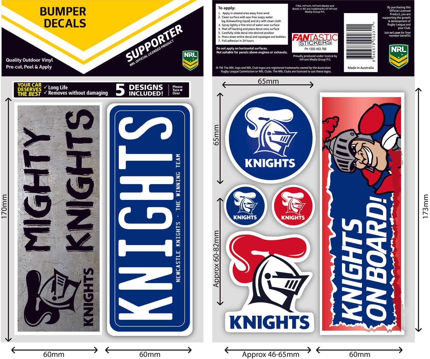 Knights Bumper Decal Sheet