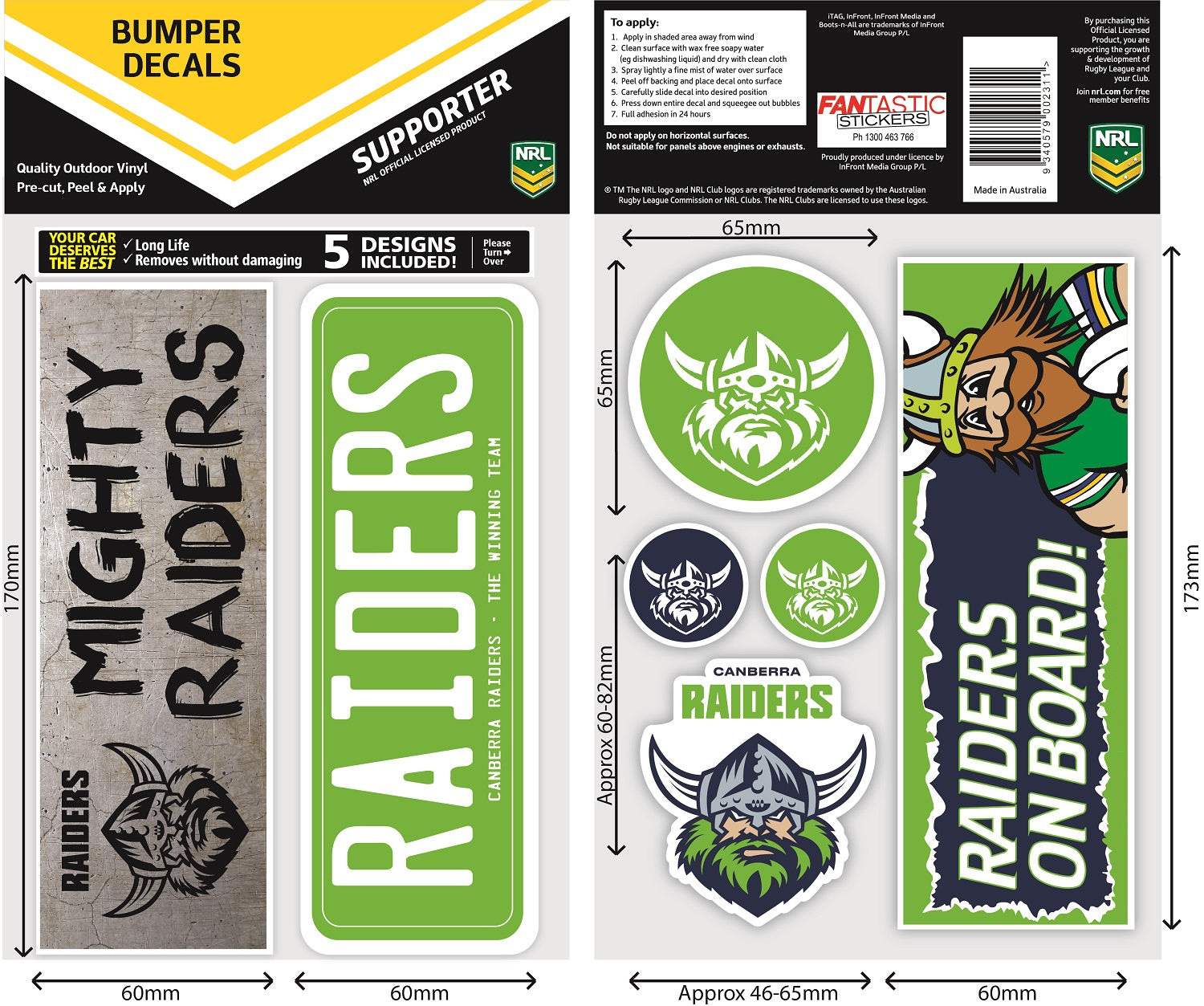 Raiders Bumper Decal Sheet (2020) – FANtastic Stickers
