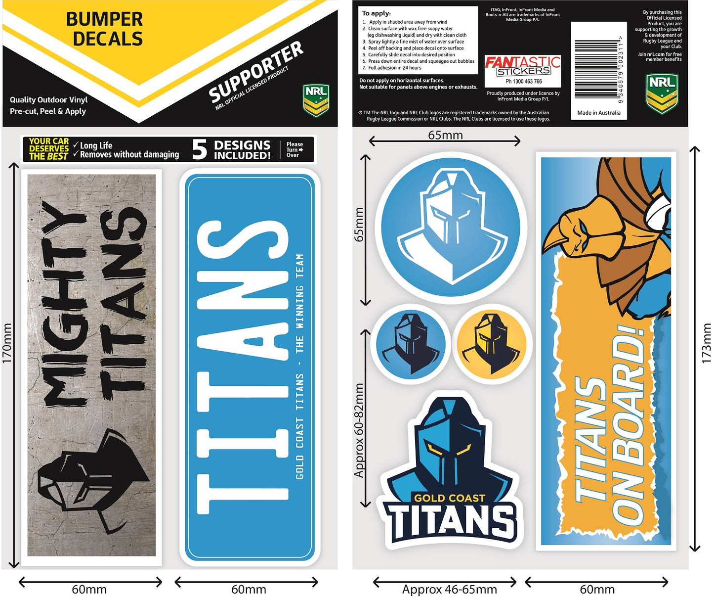 Titans Bumper Decal Sheet