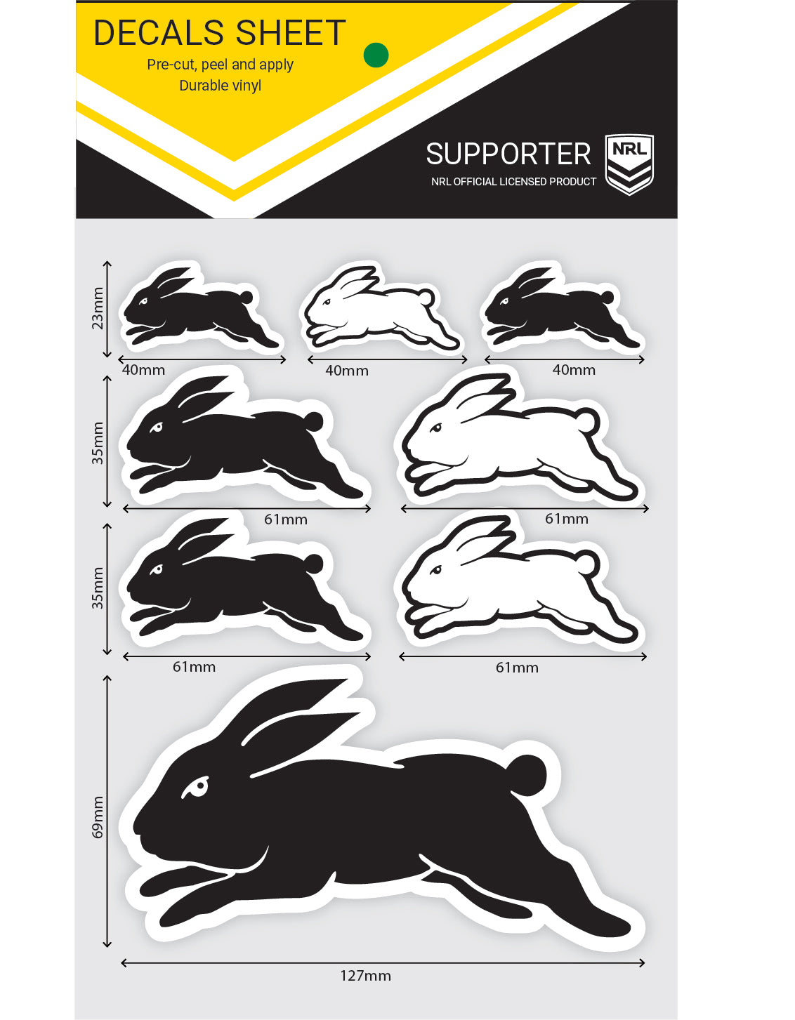 Rabbitohs Decals Sheet