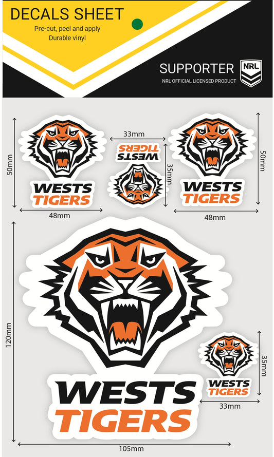 Wests Tigers Decals Sheet