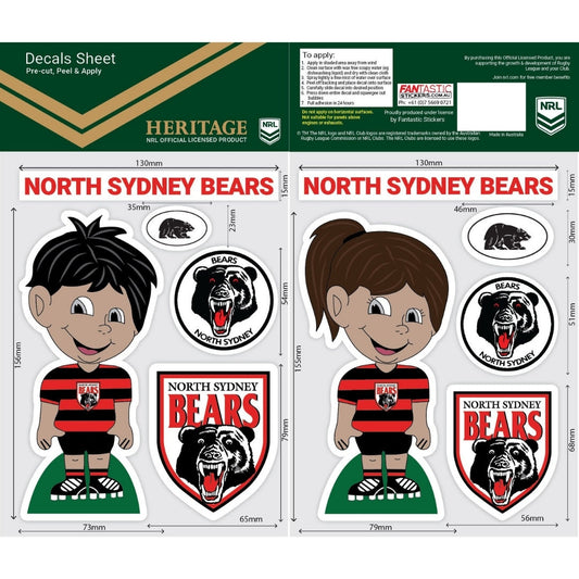 North Sydney Bears Boy/Girl Decals Sheet