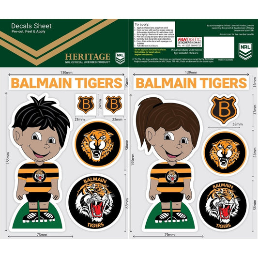 Balmain Tigers Boy/Girl Decals Sheet