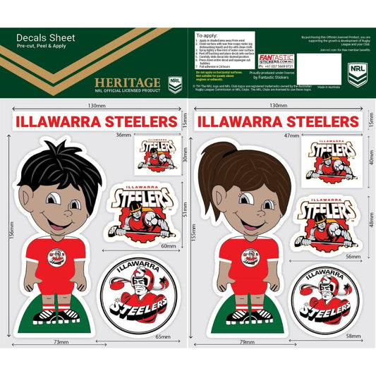 Illawarra Steelers Boy/Girl Decals Sheet
