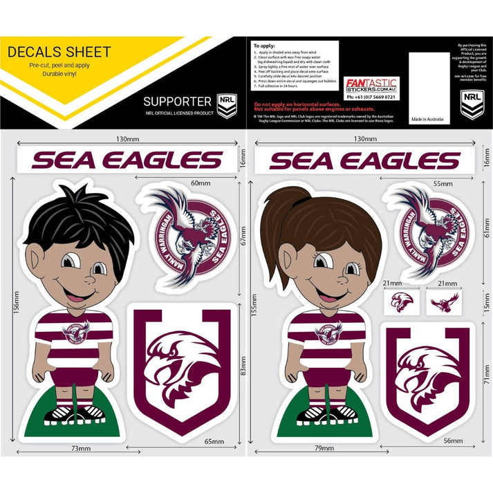 Sea Eagles Boy/Girl Decals Sheet – FANtastic Stickers