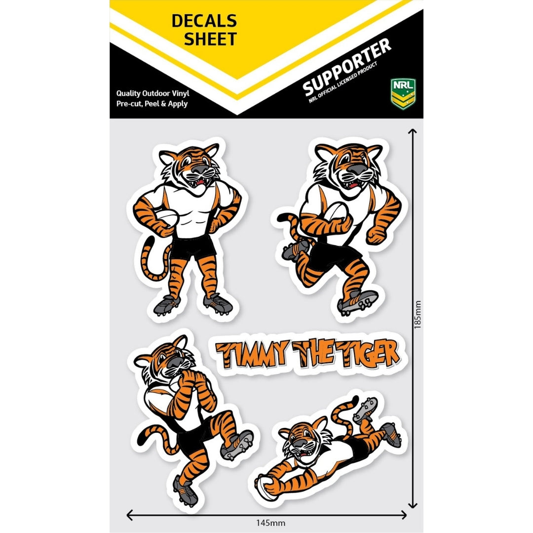 Wests Tigers Mascot Decals Sheet