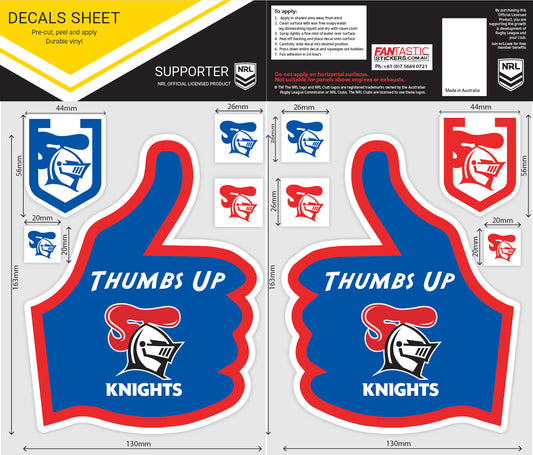 Knights Thumbs Up Decals Sheet