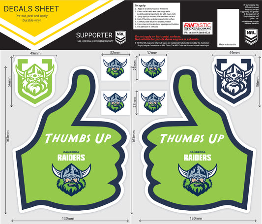 Raiders Thumbs Up Decals Sheet