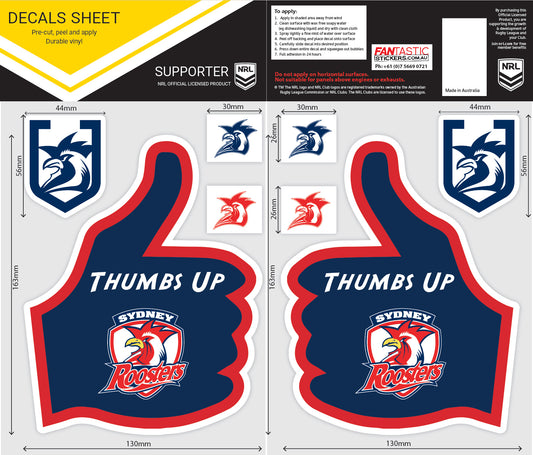 Roosters Thumbs Up Decals Sheet