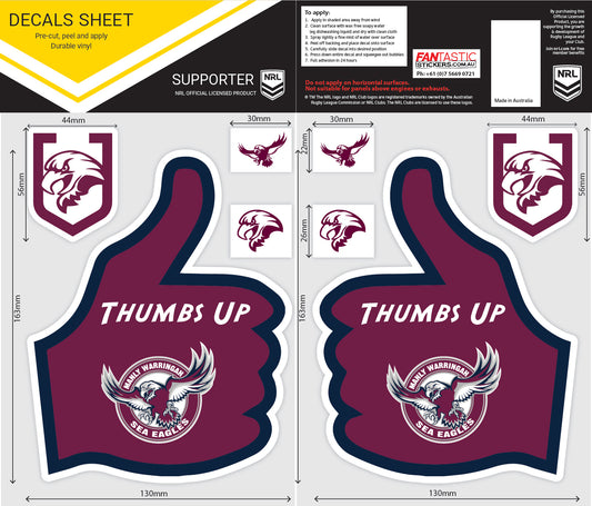 Sea Eagles Thumbs Up Decals Sheet