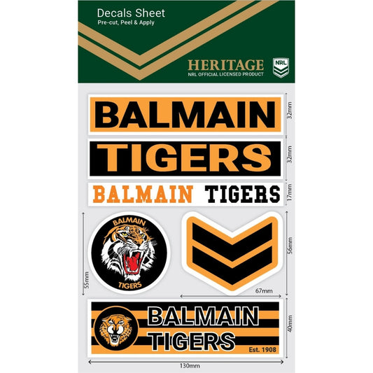 Balmain Tigers Wordmark Decals Sheet