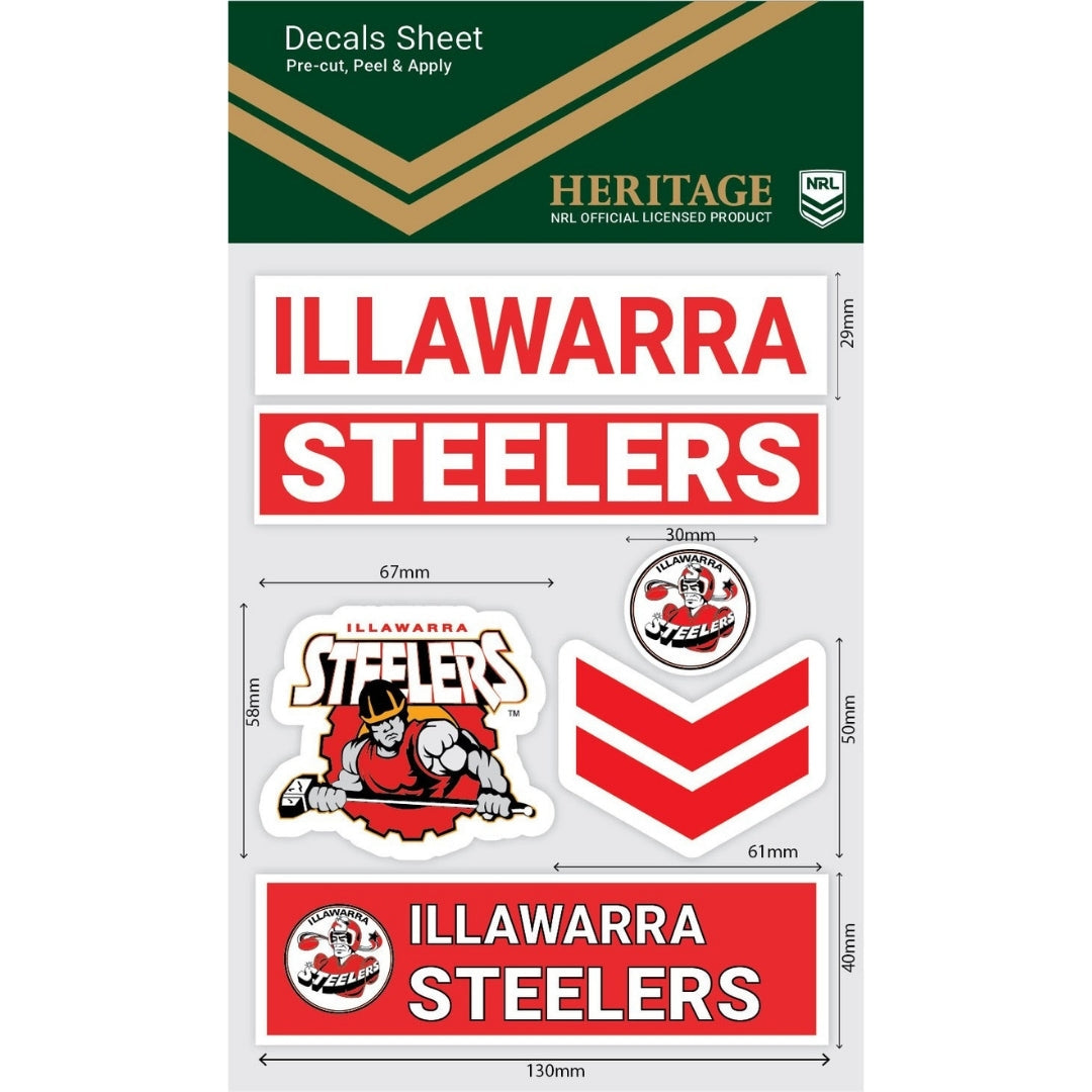 Illawarra Steelers Wordmark Decals Sheet