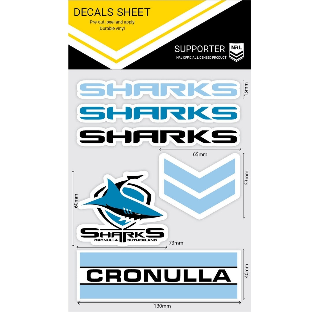 Sharks Wordmark Decals Sheet