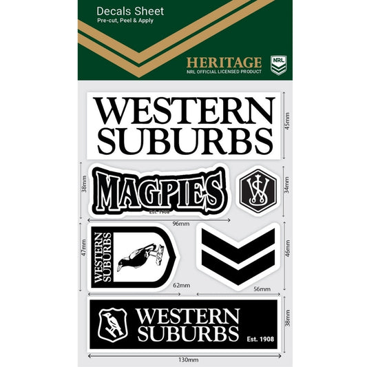 Western Suburbs Wordmark Decals Sheet