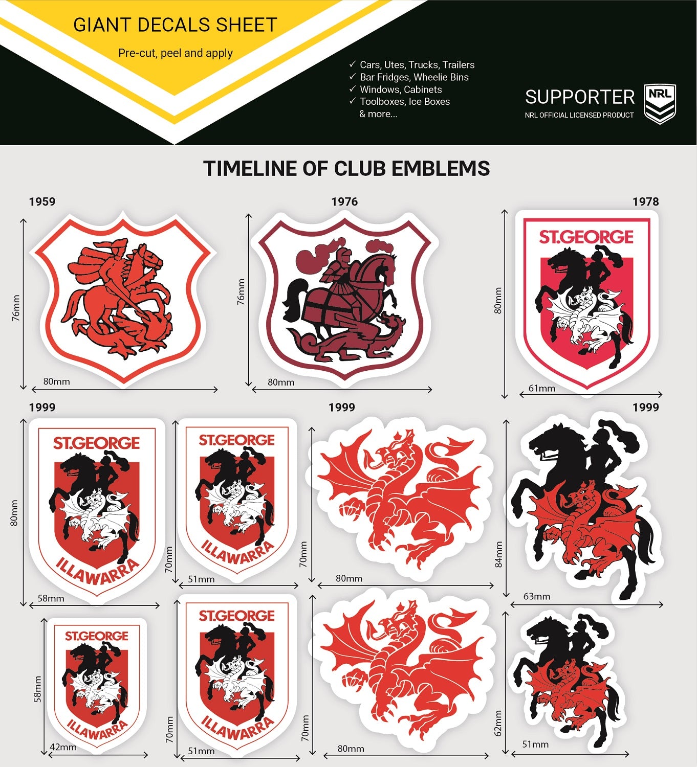 Red Dragon Rally Stickers Dragons Giant Decals Sheet – FANtastic Stickers