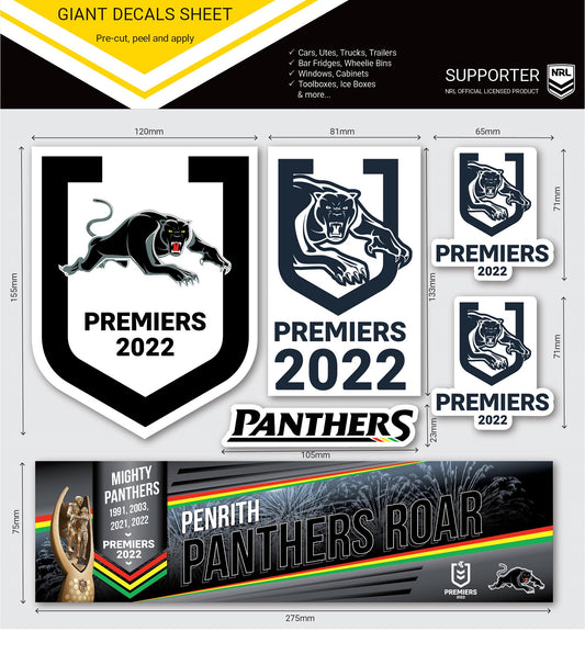 Panthers 2022 Premiers Giant Decals Sheet