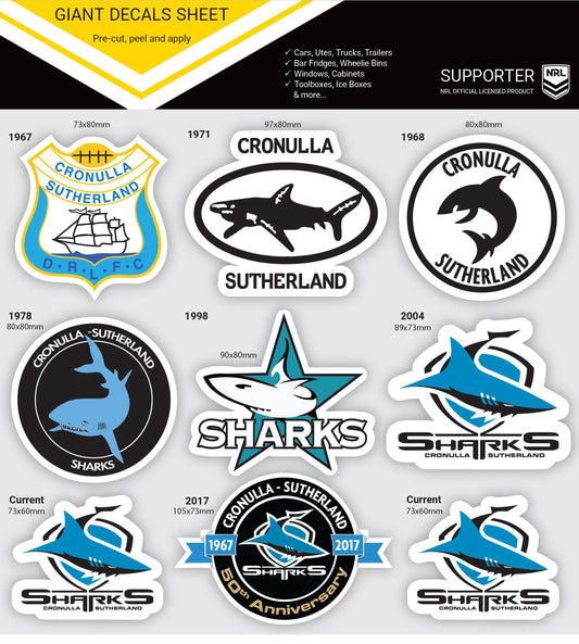 Sharks Giant Decals Sheet