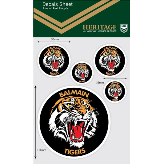Balmain Tigers Heritage Decals Sheet