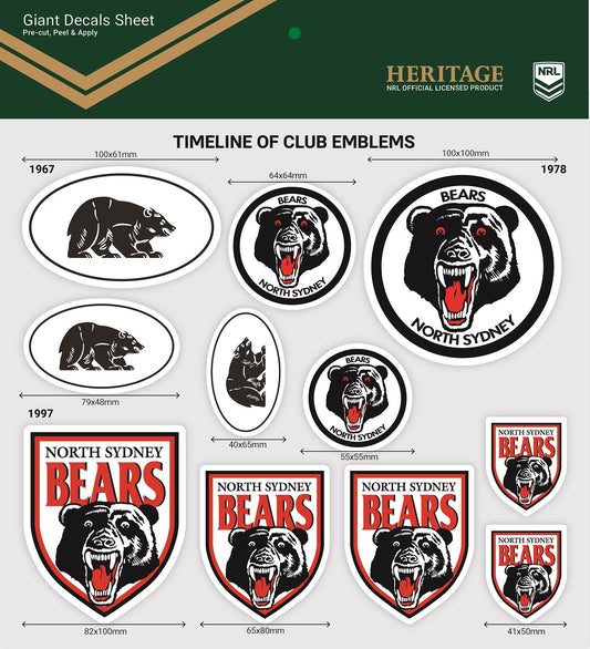 Heritage North Sydney Bears Giant Decals Sheet