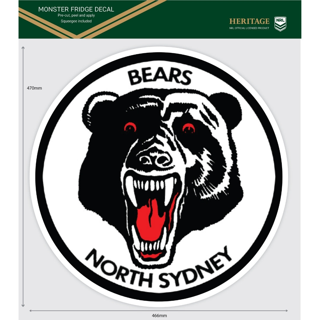 North Sydney Bears Heritage Monster Fridge Decal
