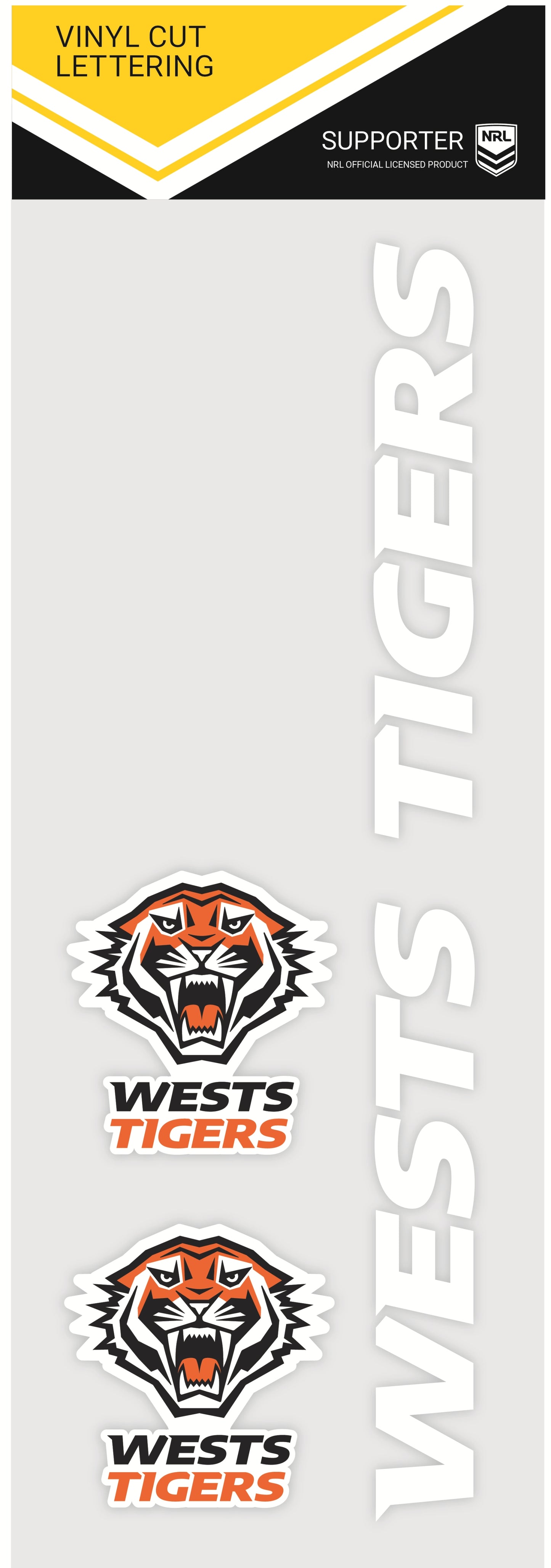 Wests Tigers White Vinyl Lettering