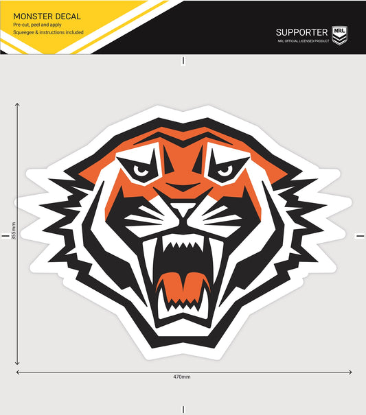 Wests Tigers Monster Decal Secondary Logo