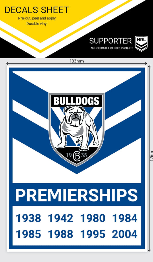 Bulldogs Premiership Years Decal