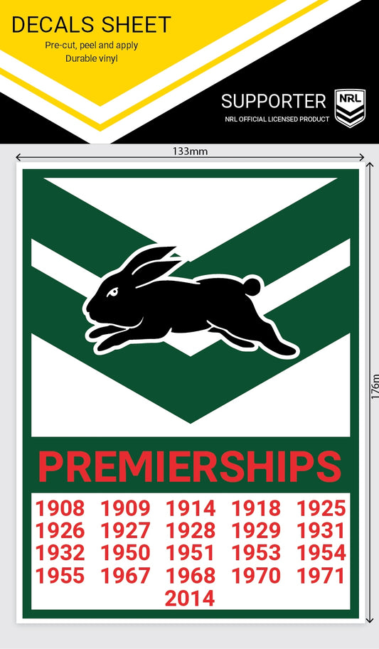 Rabbitohs Premiership Years Decal