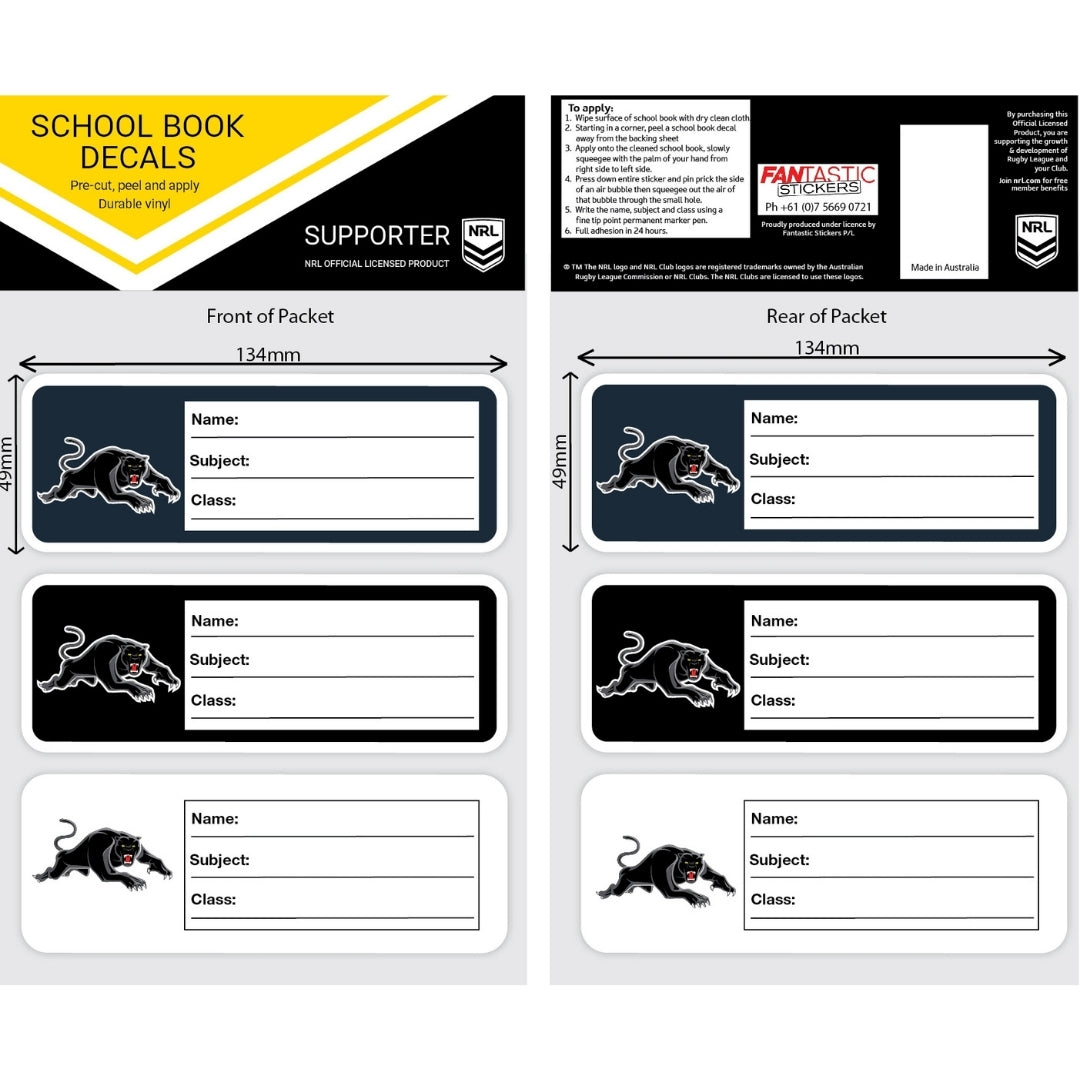 Panthers School Book Decals