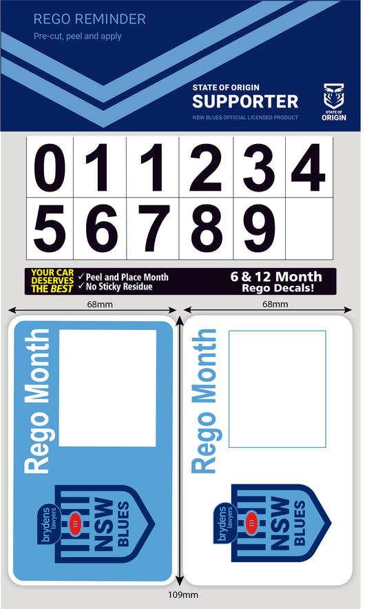 New South Wales Blues  Rego Reminder Decals